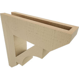Ekena Millwork - BKTUR035X14X14WTL06RCPR - Timberthane Faux Wood Westlake Style Bracket, Slat Ends, 3 1/2"W x 14"D x 14"H, Primed Tan