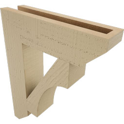 Ekena Millwork - BKTUR035X14X18WTL06RCPR - Timberthane Faux Wood Westlake Style Bracket, Slat Ends, 3 1/2"W x 14"D x 18"H, Primed Tan