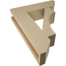 Ekena Millwork - BKTUR035X14X18WTL06RCPR - Timberthane Faux Wood Westlake Style Bracket, Slat Ends, 3 1/2"W x 14"D x 18"H, Primed Tan