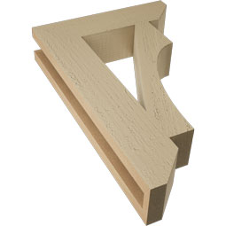 Ekena Millwork - BKTUR035X14X22WTL06RCPR - Timberthane Faux Wood Westlake Style Bracket, Slat Ends, 3 1/2"W x 14"D x 22"H, Primed Tan