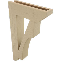 Ekena Millwork - BKTUR035X14X26WTL06RCPR - Timberthane Faux Wood Westlake Style Bracket, Slat Ends, 3 1/2"W x 14"D x 26"H, Primed Tan