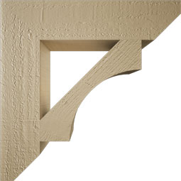 Ekena Millwork - BKTUR035X16X16WTL06RCPR - Timberthane Faux Wood Westlake Style Bracket, Slat Ends, 3 1/2"W x 16"D x 16"H, Primed Tan