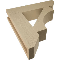 Ekena Millwork - BKTUR035X16X16WTL06RCPR - Timberthane Faux Wood Westlake Style Bracket, Slat Ends, 3 1/2"W x 16"D x 16"H, Primed Tan