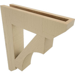 Ekena Millwork - BKTUR035X16X20WTL06RCPR - Timberthane Faux Wood Westlake Style Bracket, Slat Ends, 3 1/2"W x 16"D x 20"H, Primed Tan