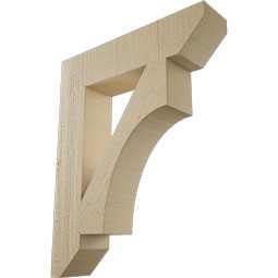 Ekena Millwork - BKTUR035X16X20WTL06RCPR - Timberthane Faux Wood Westlake Style Bracket, Slat Ends, 3 1/2"W x 16"D x 20"H, Primed Tan