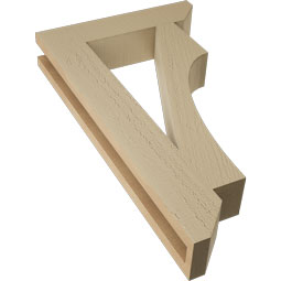 Ekena Millwork - BKTUR035X16X28WTL06RCPR - Timberthane Faux Wood Westlake Style Bracket, Slat Ends, 3 1/2"W x 16"D x 28"H, Primed Tan