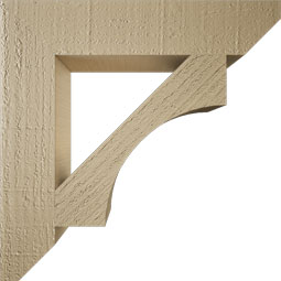 Ekena Millwork - BKTUR035X18X18WTL06RCPR - Timberthane Faux Wood Westlake Style Bracket, Slat Ends, 3 1/2"W x 18"D x 18"H, Primed Tan