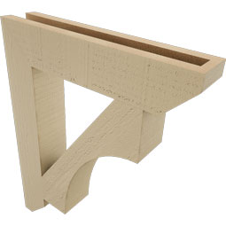 Ekena Millwork - BKTUR035X18X22WTL06RCPR - Timberthane Faux Wood Westlake Style Bracket, Slat Ends, 3 1/2"W x 18"D x 22"H, Primed Tan