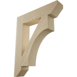 Ekena Millwork - BKTUR035X18X22WTL06RCPR - Timberthane Faux Wood Westlake Style Bracket, Slat Ends, 3 1/2"W x 18"D x 22"H, Primed Tan
