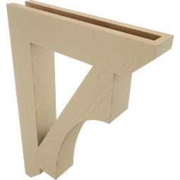 Ekena Millwork - BKTUR035X18X26WTL06RCPR - Timberthane Faux Wood Westlake Style Bracket, Slat Ends, 3 1/2"W x 18"D x 26"H, Primed Tan