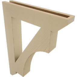 Ekena Millwork - BKTUR035X20X28WTL06RCPR - Timberthane Faux Wood Westlake Style Bracket, Slat Ends, 3 1/2"W x 20"D x 28"H, Primed Tan