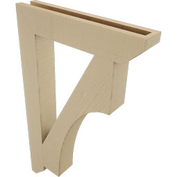 Ekena Millwork - BKTUR035X20X32WTL06RCPR - Timberthane Faux Wood Westlake Style Bracket, Slat Ends, 3 1/2"W x 20"D x 32"H, Primed Tan