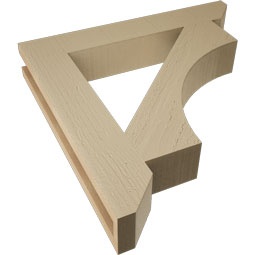 Ekena Millwork - BKTUR035X22X22WTL06RCPR - Timberthane Faux Wood Westlake Style Bracket, Slat Ends, 3 1/2"W x 22"D x 22"H, Primed Tan