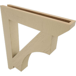 Ekena Millwork - BKTUR035X22X26WTL06RCPR - Timberthane Faux Wood Westlake Style Bracket, Slat Ends, 3 1/2"W x 22"D x 26"H, Primed Tan