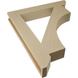 Ekena Millwork - BKTUR035X24X28WTL06RCPR - Timberthane Faux Wood Westlake Style Bracket, Slat Ends, 3 1/2"W x 24"D x 28"H, Primed Tan