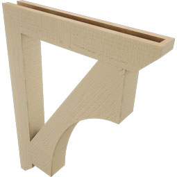 Ekena Millwork - BKTUR035X24X32WTL06RCPR - Timberthane Faux Wood Westlake Style Bracket, Slat Ends, 3 1/2"W x 24"D x 32"H, Primed Tan