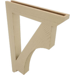 Ekena Millwork - BKTUR035X24X36WTL06RCPR - Timberthane Faux Wood Westlake Style Bracket, Slat Ends, 3 1/2"W x 24"D x 36"H, Primed Tan