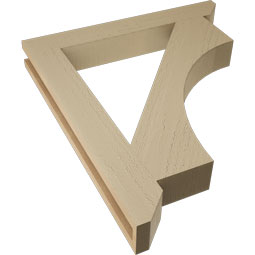 Ekena Millwork - BKTUR035X26X30WTL06RCPR - Timberthane Faux Wood Westlake Style Bracket, Slat Ends, 3 1/2"W x 26"D x 30"H, Primed Tan