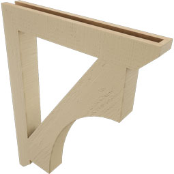 Ekena Millwork - BKTUR035X26X34WTL06RCPR - Timberthane Faux Wood Westlake Style Bracket, Slat Ends, 3 1/2"W x 26"D x 34"H, Primed Tan