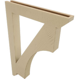 Ekena Millwork - BKTUR035X26X38WTL06RCPR - Timberthane Faux Wood Westlake Style Bracket, Slat Ends, 3 1/2"W x 26"D x 38"H, Primed Tan