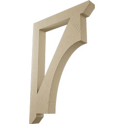 Ekena Millwork - BKTUR035X26X38WTL06RCPR - Timberthane Faux Wood Westlake Style Bracket, Slat Ends, 3 1/2"W x 26"D x 38"H, Primed Tan