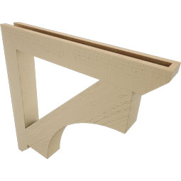 Ekena Millwork - BKTUR035X28X28WTL06RCPR - Timberthane Faux Wood Westlake Style Bracket, Slat Ends, 3 1/2"W x 28"D x 28"H, Primed Tan