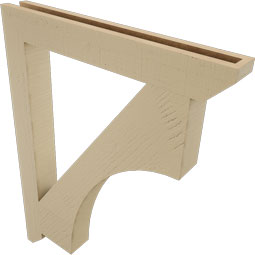 Ekena Millwork - BKTUR035X28X36WTL06RCPR - Timberthane Faux Wood Westlake Style Bracket, Slat Ends, 3 1/2"W x 28"D x 36"H, Primed Tan