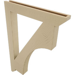 Ekena Millwork - BKTUR035X28X40WTL06RCPR - Timberthane Faux Wood Westlake Style Bracket, Slat Ends, 3 1/2"W x 28"D x 40"H, Primed Tan