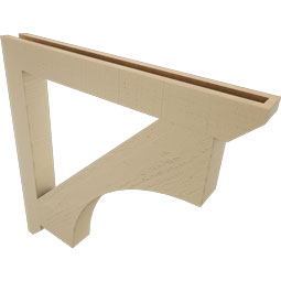 Ekena Millwork - BKTUR035X32X32WTL06RCPR - Timberthane Faux Wood Westlake Style Bracket, Slat Ends, 3 1/2"W x 32"D x 32"H, Primed Tan