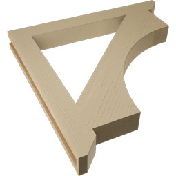 Ekena Millwork - BKTUR035X32X32WTL06RCPR - Timberthane Faux Wood Westlake Style Bracket, Slat Ends, 3 1/2"W x 32"D x 32"H, Primed Tan
