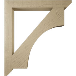 Ekena Millwork - BKTUR035X32X36WTL06RCPR - Timberthane Faux Wood Westlake Style Bracket, Slat Ends, 3 1/2"W x 32"D x 36"H, Primed Tan