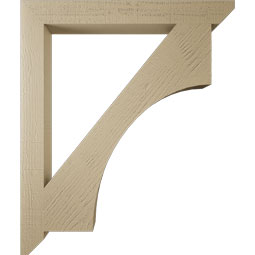 Ekena Millwork - BKTUR035X32X38WTL06RCPR - Timberthane Faux Wood Westlake Style Bracket, Slat Ends, 3 1/2"W x 32"D x 38"H, Primed Tan