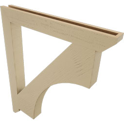 Ekena Millwork - BKTUR035X32X38WTL06RCPR - Timberthane Faux Wood Westlake Style Bracket, Slat Ends, 3 1/2"W x 32"D x 38"H, Primed Tan