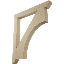 Ekena Millwork - BKTUR035X32X38WTL06RCPR - Timberthane Faux Wood Westlake Style Bracket, Slat Ends, 3 1/2"W x 32"D x 38"H, Primed Tan