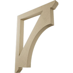 Ekena Millwork - BKTUR035X32X40WTL06RCPR - Timberthane Faux Wood Westlake Style Bracket, Slat Ends, 3 1/2"W x 32"D x 40"H, Primed Tan