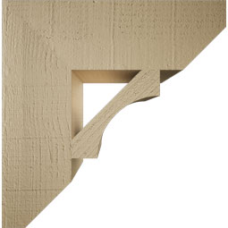 Ekena Millwork - BKTUR055X18X18WTL06RCPR - Timberthane Faux Wood Westlake Style Bracket, Slat Ends, 5 1/2"W x 18"D x 18"H, Primed Tan