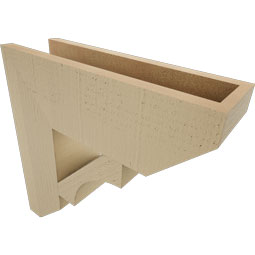 Ekena Millwork - BKTUR055X18X18WTL06RCPR - Timberthane Faux Wood Westlake Style Bracket, Slat Ends, 5 1/2"W x 18"D x 18"H, Primed Tan