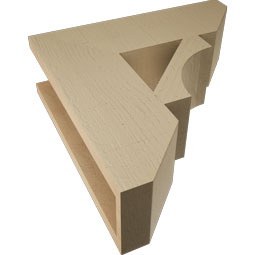 Ekena Millwork - BKTUR055X18X18WTL06RCPR - Timberthane Faux Wood Westlake Style Bracket, Slat Ends, 5 1/2"W x 18"D x 18"H, Primed Tan