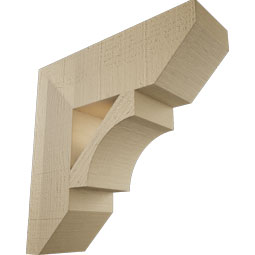 Ekena Millwork - BKTUR055X18X18WTL06RCPR - Timberthane Faux Wood Westlake Style Bracket, Slat Ends, 5 1/2"W x 18"D x 18"H, Primed Tan
