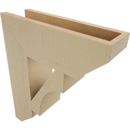 Ekena Millwork - BKTUR055X18X22WTL06RCPR - Timberthane Faux Wood Westlake Style Bracket, Slat Ends, 5 1/2"W x 18"D x 22"H, Primed Tan