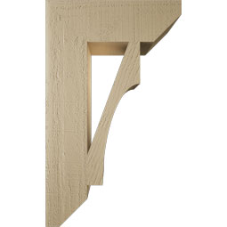 Ekena Millwork - BKTUR055X18X30WTL06RCPR - Timberthane Faux Wood Westlake Style Bracket, Slat Ends, 5 1/2"W x 18"D x 30"H, Primed Tan
