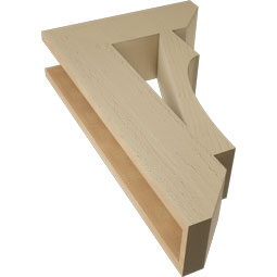 Ekena Millwork - BKTUR055X18X30WTL06RCPR - Timberthane Faux Wood Westlake Style Bracket, Slat Ends, 5 1/2"W x 18"D x 30"H, Primed Tan