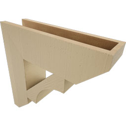 Ekena Millwork - BKTUR055X20X20WTL06RCPR - Timberthane Faux Wood Westlake Style Bracket, Slat Ends, 5 1/2"W x 20"D x 20"H, Primed Tan