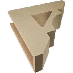 Ekena Millwork - BKTUR055X20X20WTL06RCPR - Timberthane Faux Wood Westlake Style Bracket, Slat Ends, 5 1/2"W x 20"D x 20"H, Primed Tan