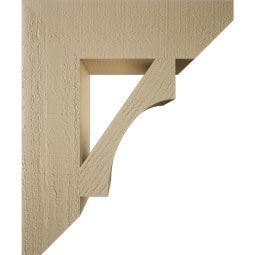 Ekena Millwork - BKTUR055X20X24WTL06RCPR - Timberthane Faux Wood Westlake Style Bracket, Slat Ends, 5 1/2"W x 20"D x 24"H, Primed Tan