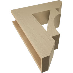 Ekena Millwork - BKTUR055X20X24WTL06RCPR - Timberthane Faux Wood Westlake Style Bracket, Slat Ends, 5 1/2"W x 20"D x 24"H, Primed Tan