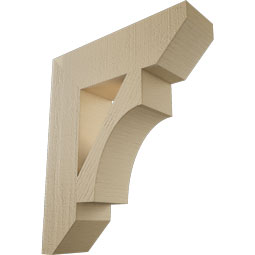 Ekena Millwork - BKTUR055X20X24WTL06RCPR - Timberthane Faux Wood Westlake Style Bracket, Slat Ends, 5 1/2"W x 20"D x 24"H, Primed Tan