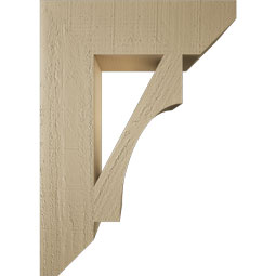 Ekena Millwork - BKTUR055X20X28WTL06RCPR - Timberthane Faux Wood Westlake Style Bracket, Slat Ends, 5 1/2"W x 20"D x 28"H, Primed Tan