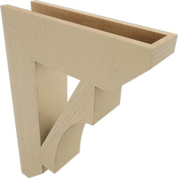 Ekena Millwork - BKTUR055X20X28WTL06RCPR - Timberthane Faux Wood Westlake Style Bracket, Slat Ends, 5 1/2"W x 20"D x 28"H, Primed Tan
