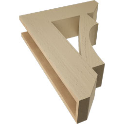 Ekena Millwork - BKTUR055X20X28WTL06RCPR - Timberthane Faux Wood Westlake Style Bracket, Slat Ends, 5 1/2"W x 20"D x 28"H, Primed Tan